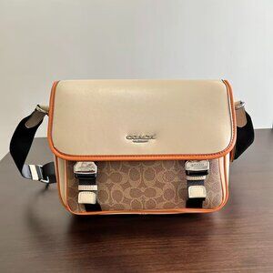COACH Men's Monogram Racer Flap Messenger Bag, size 28 x 22.5 x 8 cm